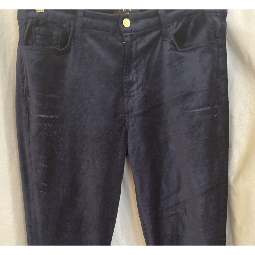 Navy Jen7 brushed velvet 5 pocket design Ankle skinny Jeans, Size 10